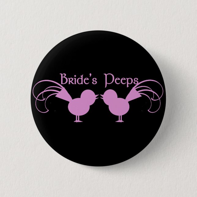 Badge Rond 5 Cm Peeps de mariée/ rose (Devant)