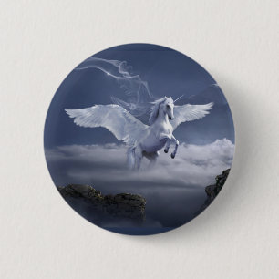 Badge Rond 5 Cm Pegasus en vol