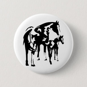 Badge Rond 5 Cm Peignez la jument et le poulain