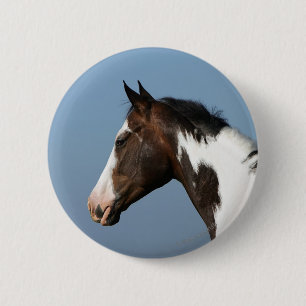 Badge Rond 5 Cm Peignez le Headshot 1 de cheval
