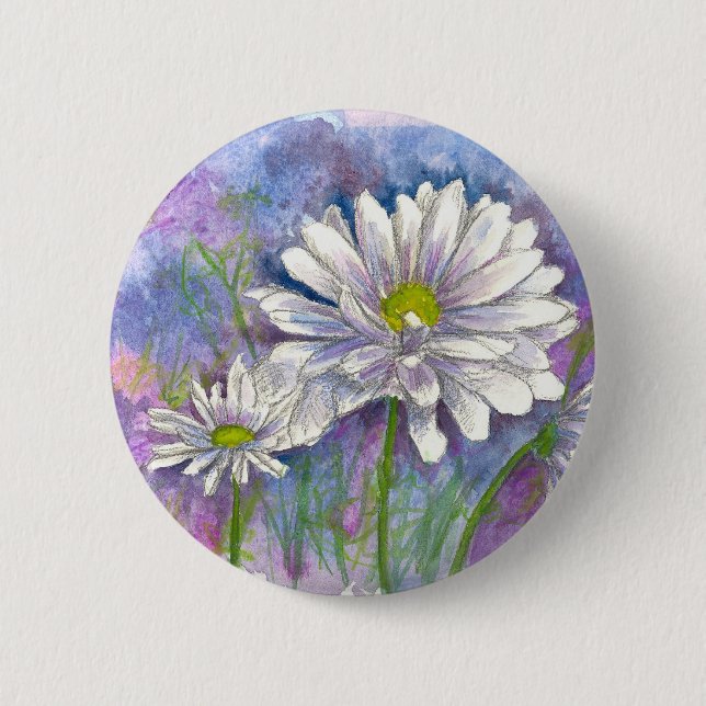 Badge Rond 5 Cm Peinture à l'aquarelle blanche (Devant)