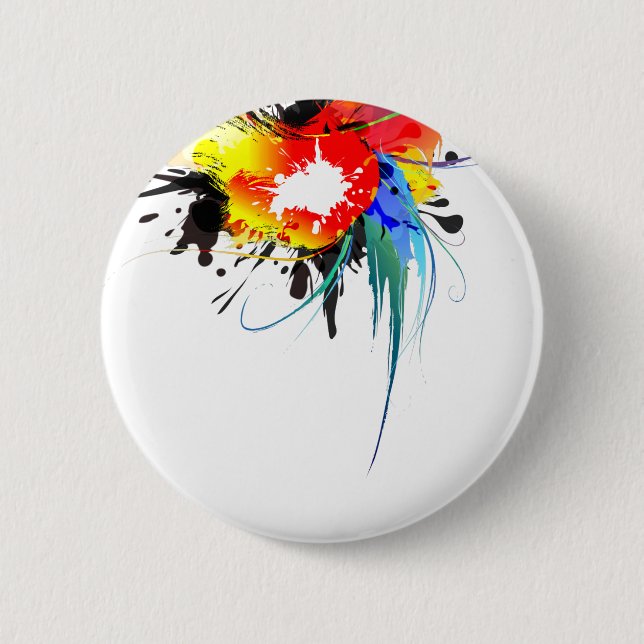 Badge Rond 5 Cm Peinture Abstraite de perroquets sauvages (Devant)