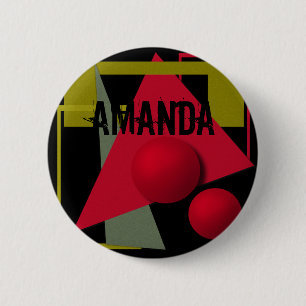 Badge Rond 5 Cm Peinture Abstraite, formes géométriques