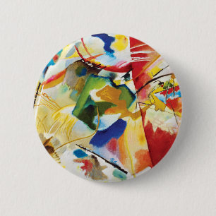 Badge Rond 5 Cm Peinture avec Centre Vert par Wassily Kandinsky