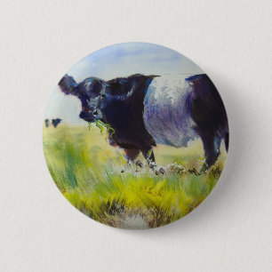 Badge Rond 5 Cm Peinture ceinturée de vache à Galloway