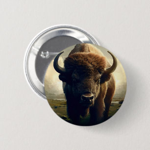 Badge Rond 5 Cm Peinture de bison