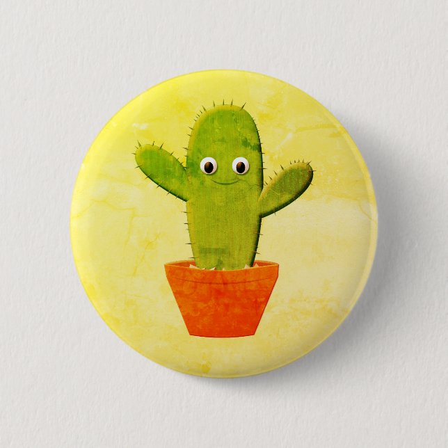 Badge Rond 5 Cm Peinture de cactus en caricature (Devant)