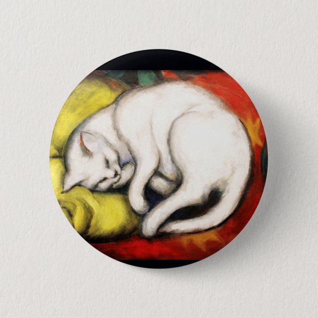 Badge Rond 5 Cm Peinture de Chat Blanc de Franz Marc (Devant)