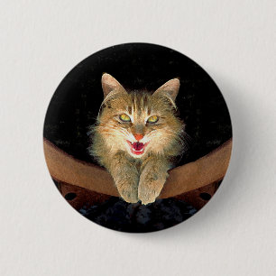Badge Rond 5 Cm Peinture de chat Mad - Cute Original Cat Art