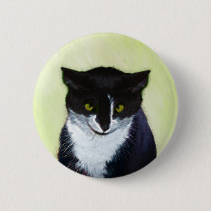 Badge Rond 5 Cm Peinture de chat Tuxedo - Cute Original Cat Art
