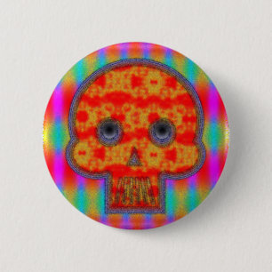 Badge Rond 5 Cm Peinture de crâne de robot coloré