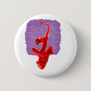 Badge Rond 5 Cm Peinture de saxophone, version rouge avec les