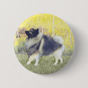 Badge Rond 5 Cm Peinture en teint de Keeshond - jolie art original