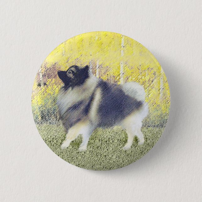 Badge Rond 5 Cm Peinture en teint de Keeshond - jolie art original (Devant)
