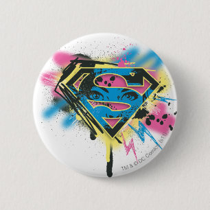 Badge Rond 5 Cm Peinture et flaques de Supergirl