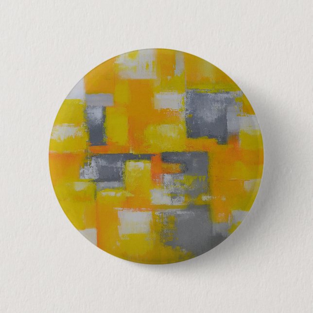 Badge Rond 5 Cm peinture gris jaune blanc abstrait (Devant)