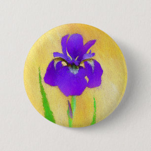 Badge Rond 5 Cm Peinture Iris à pois pourpre - Chien original mign