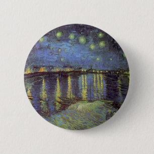 Badge Rond 5 Cm Peinture nocturne étoilée de Van Gogh