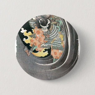 Badge Rond 5 Cm Peinture samouraï japonaise antique