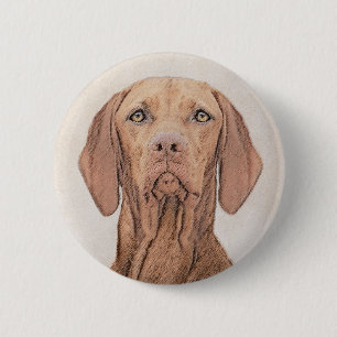 Badge Rond 5 Cm Peinture Vizsla - Joli art original chien