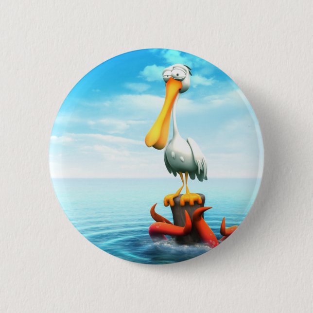 Badge Rond 5 Cm Pélican (Devant)