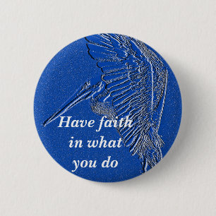 Badge Rond 5 Cm Pélican, Art bleu_