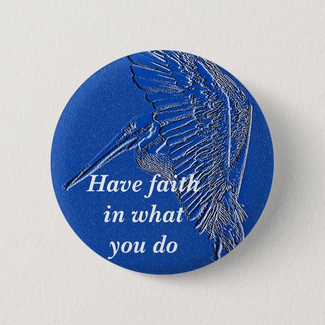Badge Rond 5 Cm Pélican, Art bleu_ (Devant)