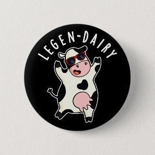 Badge Rond 5 Cm Pelleterie Funny Cow Pun Dark BG