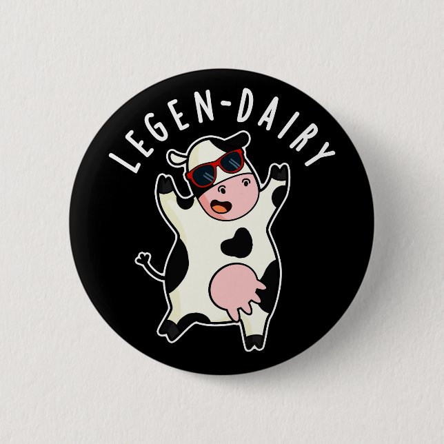 Badge Rond 5 Cm Pelleterie Funny Cow Pun Dark BG (Devant)