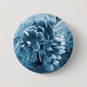 Badge Rond 5 Cm Pénecone bleu glacé primitif