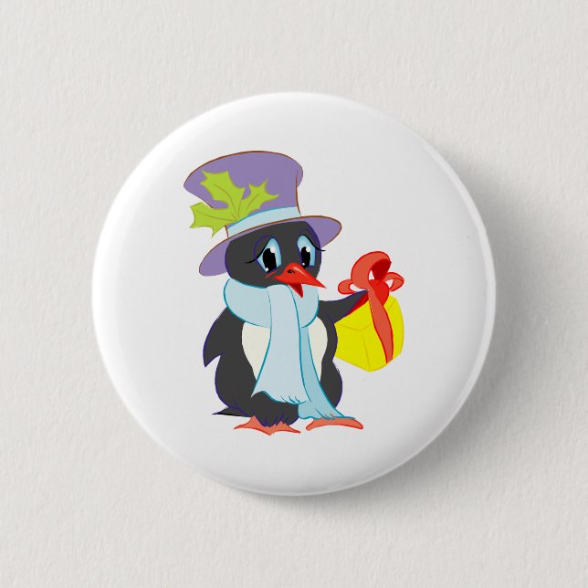 Badge Rond 5 Cm Penguin de Noël (Devant)
