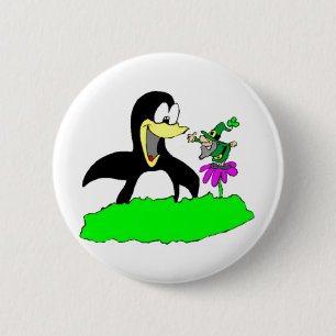 Badge Rond 5 Cm Penguin et Leprechaun