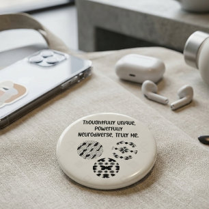 Badge Rond 5 Cm Pensée de manière unique, puissamment neurodiverse