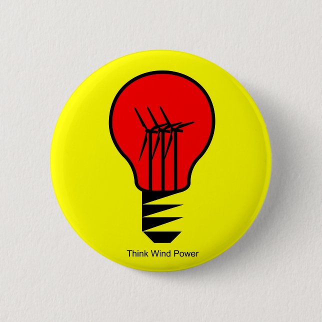 Badge Rond 5 Cm Penser l'énergie éolienne (Devant)