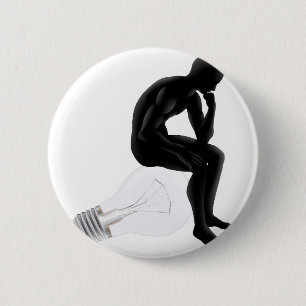 Badge Rond 5 Cm Penseur recherchant une idée