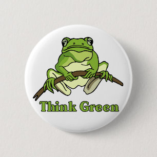 Badge Rond 5 Cm Pensez le bouton vert