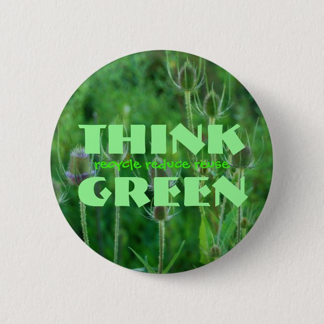Badge Rond 5 Cm Pensez le bouton vert (Devant)
