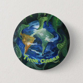 Badge Rond 5 Cm Pensez le bouton vert