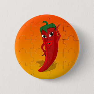 Badge Rond 5 Cm Pepper Rouge Diva Puzzle