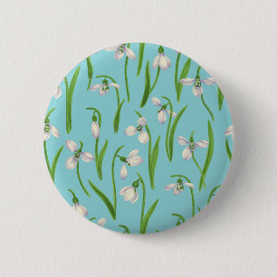 Badge Rond 5 Cm Perce-neige sur fond bleu piscine