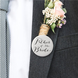 Badge Rond 5 Cm Père de la Mariée Classique Script Mariage Party