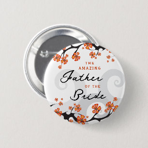 Badge Rond 5 Cm PÈRE du bouton tropical de mariage de fleur de