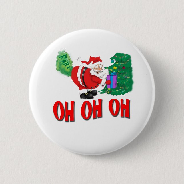 Badge Rond 5 Cm père Noël à la farce (Devant)