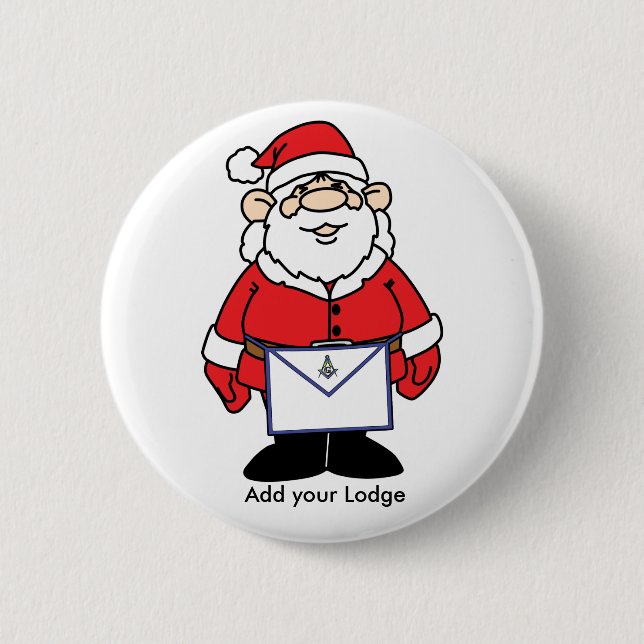 Badge Rond 5 Cm Père Noël avec son tablier maçonnique (Devant)