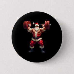 Badge Rond 5 Cm Père Noël bodybuilding Bodybuilder Noël Gym
