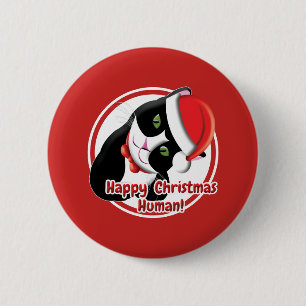 Badge Rond 5 Cm Père Noël Cat