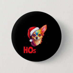 Badge Rond 5 Cm Père Noël Chihuahua Chien Il y a des trous dans ce