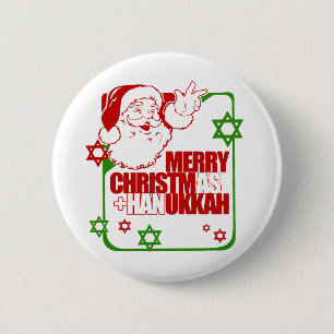 Badge Rond 5 Cm Père Noël Christmukkah