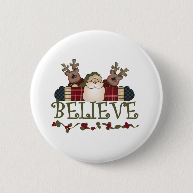 Badge Rond 5 Cm Père Noël et Reindeer font confiance (Devant)