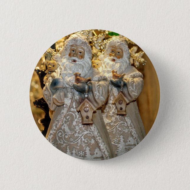 Badge Rond 5 Cm Père Noël et son jumeau. (Devant)